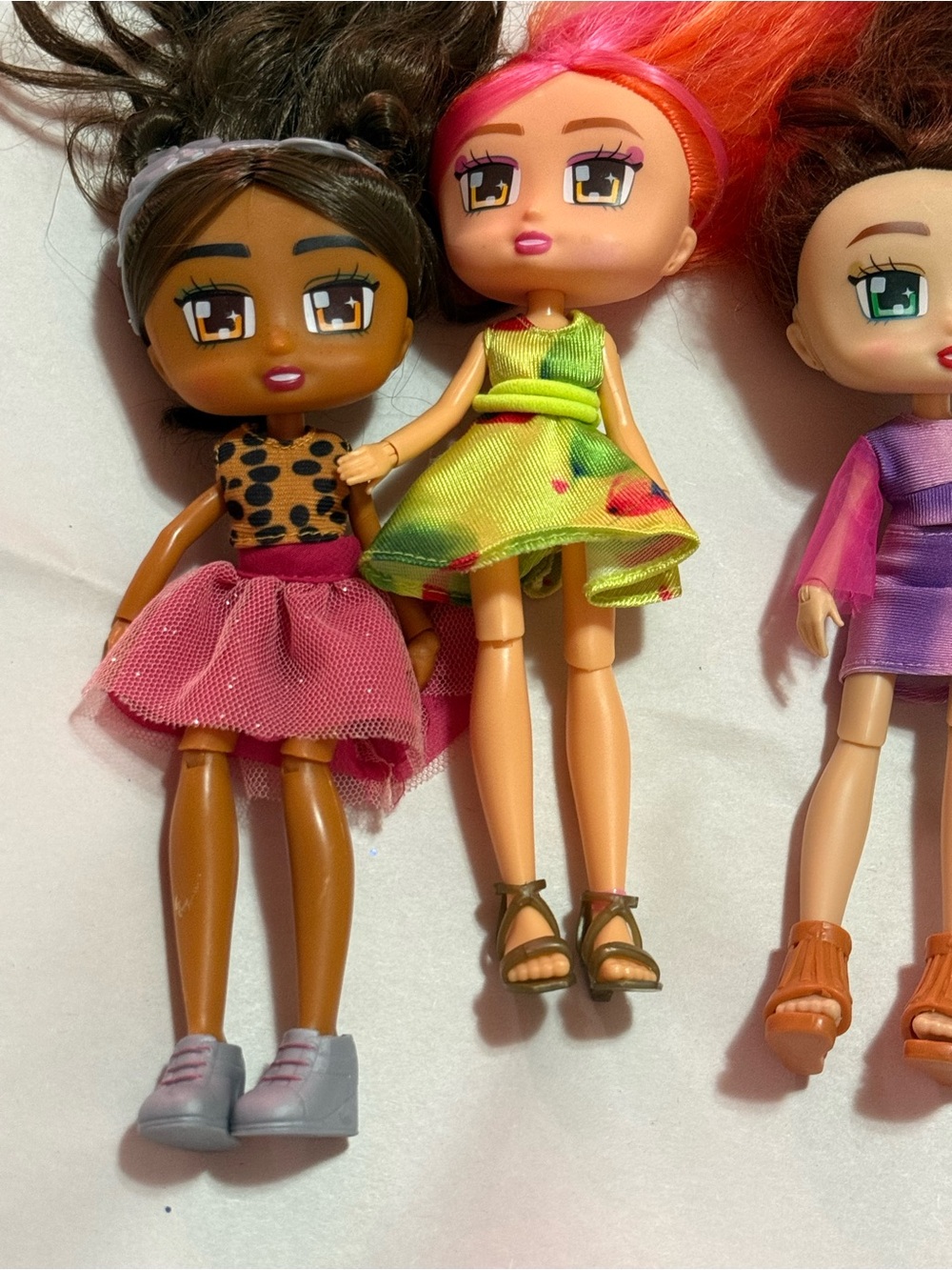 Fashion Play Dolls Set - Pink, Green & Purple Dresses